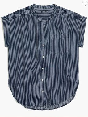 JCrew factory Striped chambray camp shirt